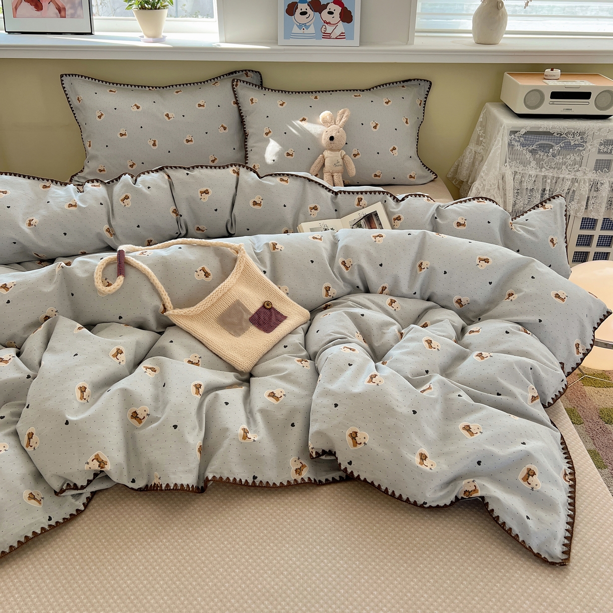 91家纺网 家纺一手货源 找家纺 （总）瑞莱 2025新款全棉印花贝壳边四件套