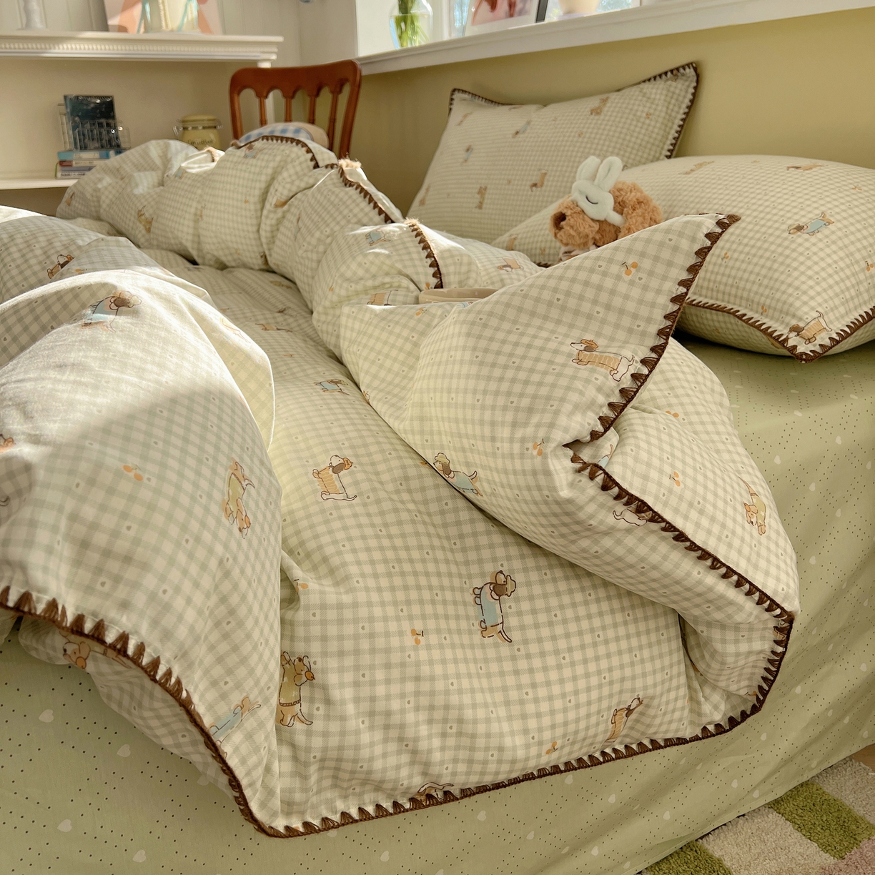 91家纺网 家纺一手货源 找家纺 （总）瑞莱 2025新款全棉印花贝壳边四件套