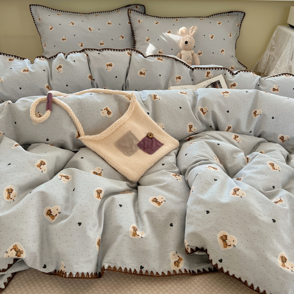 91家纺网 家纺一手货源 找家纺 瑞莱 2026新款全棉印花贝壳边四件套 桃喵小姐