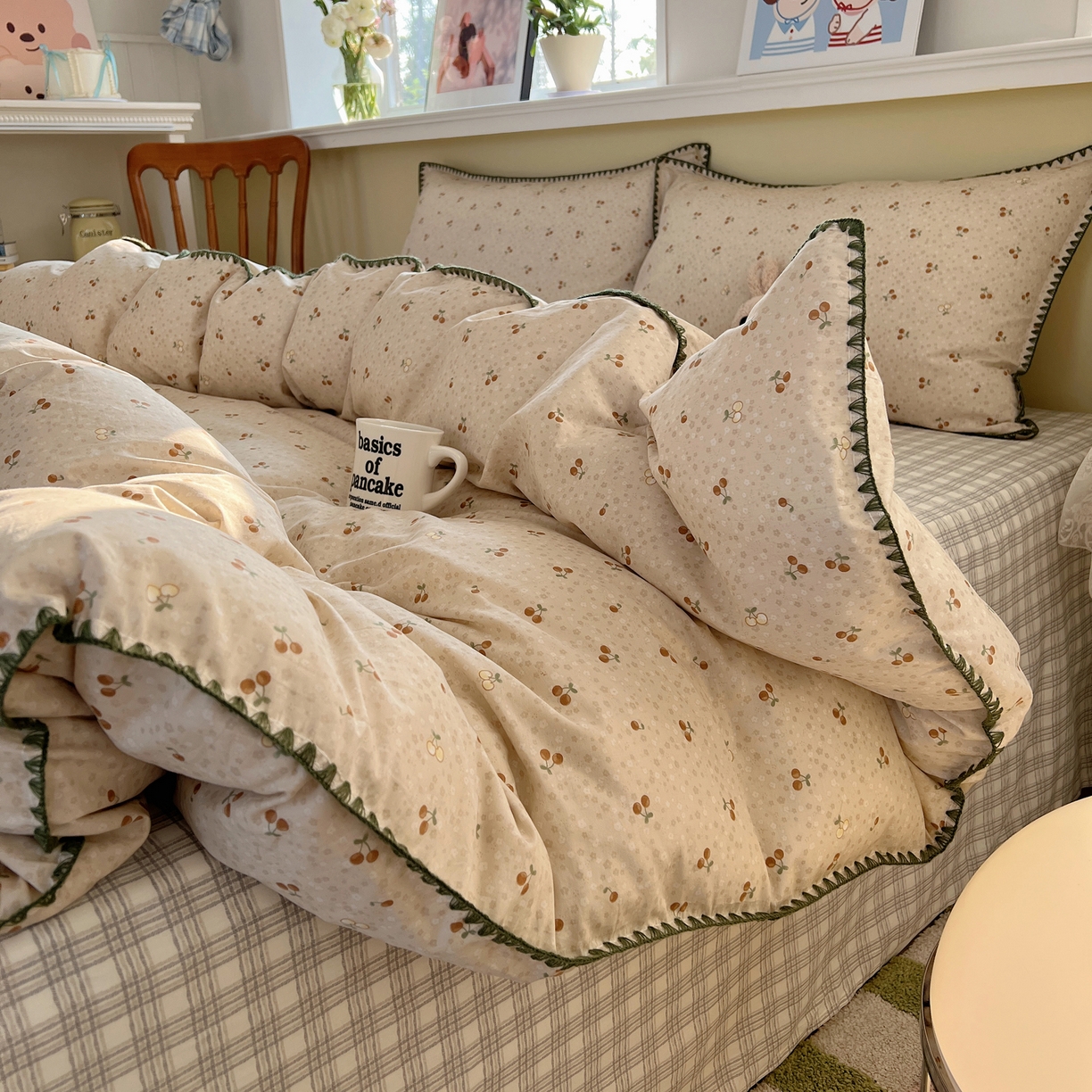 91家纺网 家纺一手货源 找家纺 瑞莱 2026新款全棉印花贝壳边四件套 刺绣潮声