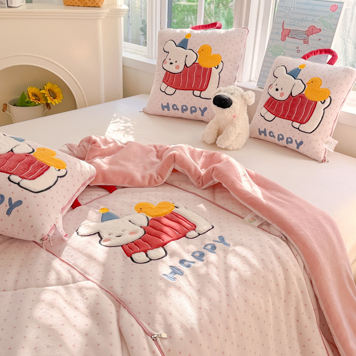 91家纺网 家纺一手货源 找家纺 （总）古本家居 2025新款牛奶绒鸭鸭狗抱枕被