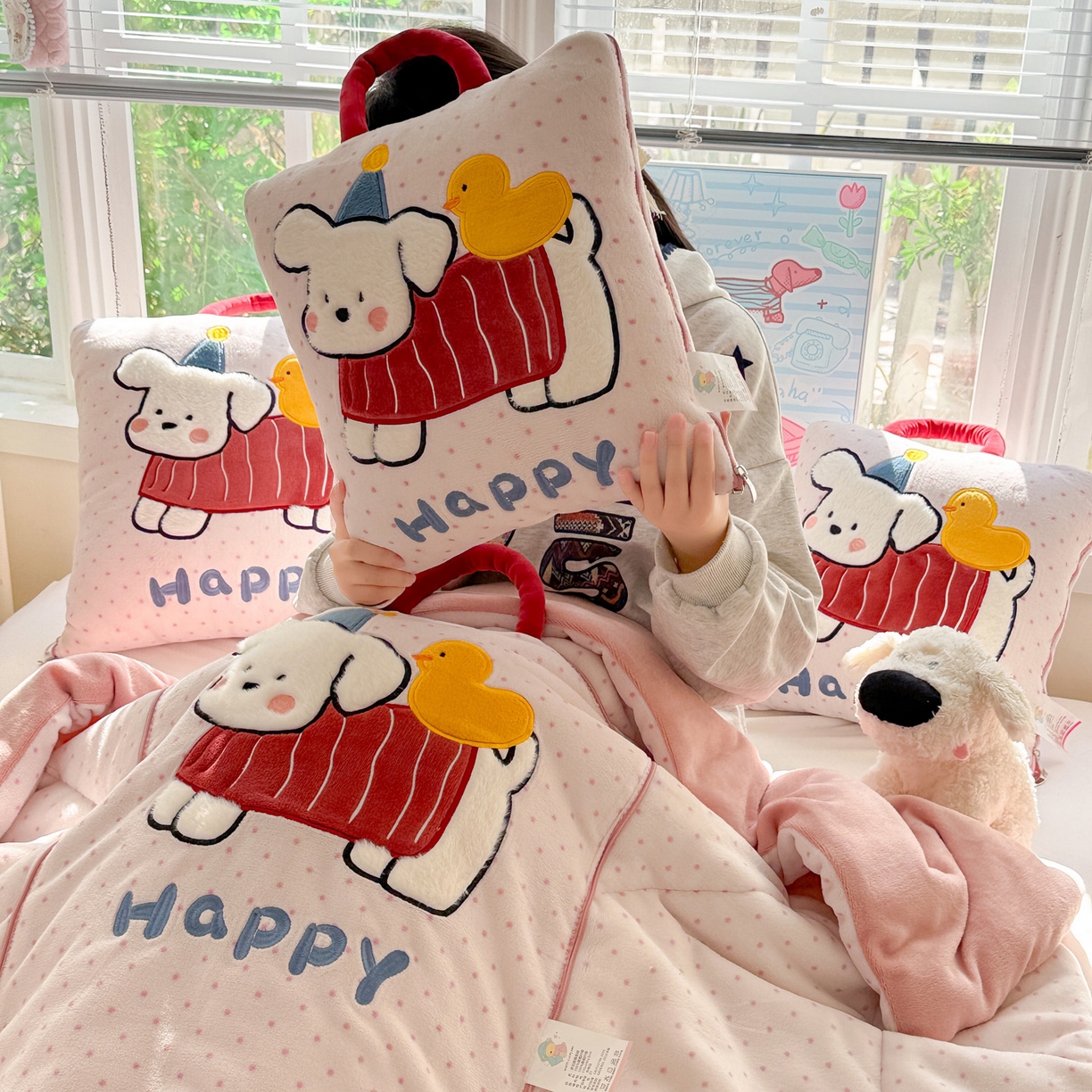 91家纺网 家纺一手货源 找家纺 （总）古本家居 2025新款牛奶绒鸭鸭狗抱枕被