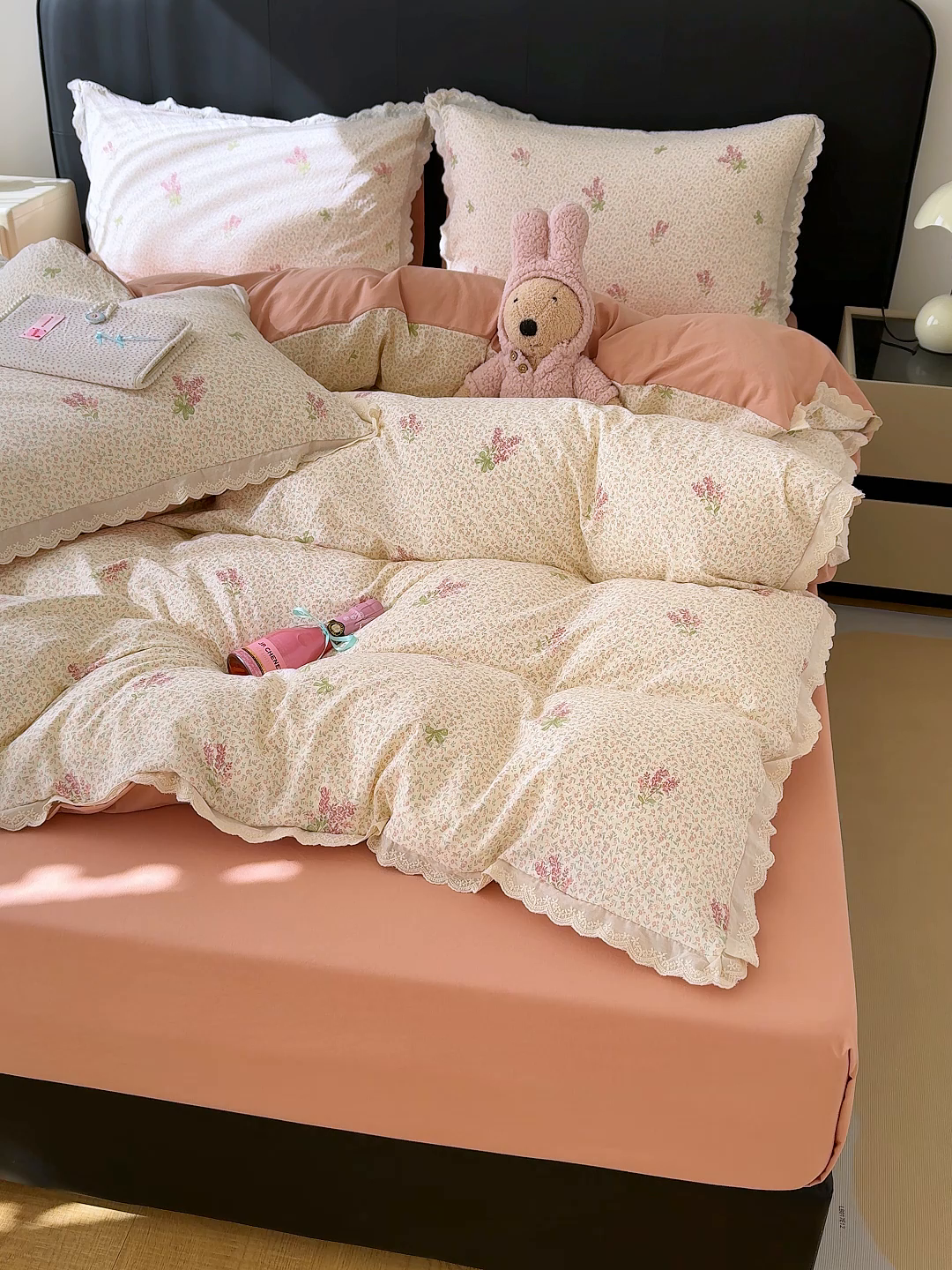 91家纺网 家纺一手货源 找家纺 竹合 2026新款田园韩版花边款小碎花古法水洗仿棉A类云感棉四件套 春野