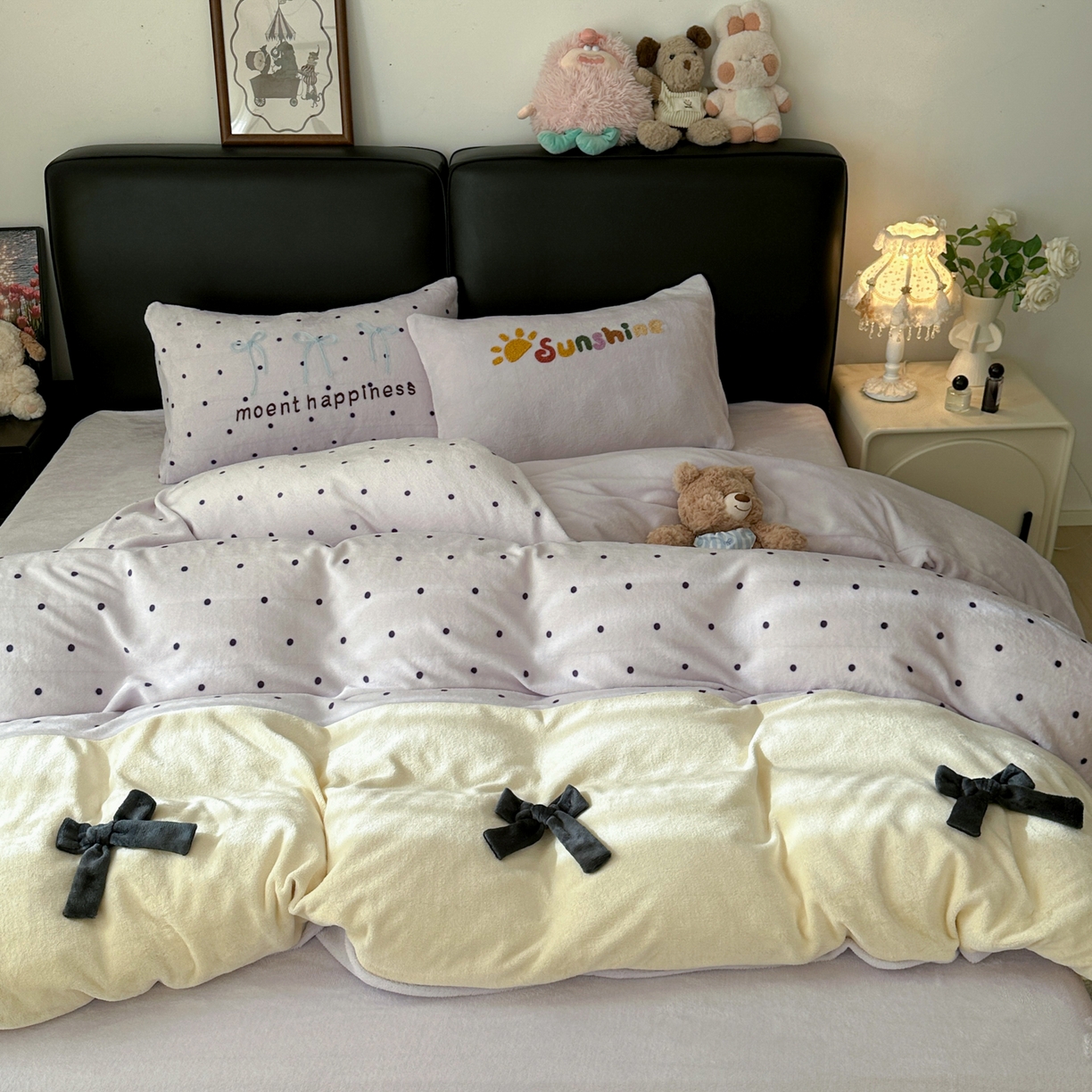 91家纺网 家纺一手货源 找家纺 （总）子钦家纺 2025秋冬新款加厚牛奶绒蝴蝶结公主风毛巾绣床单床笠四件套