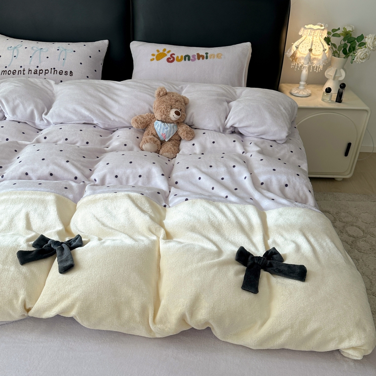 91家纺网 家纺一手货源 找家纺 （总）子钦家纺 2025秋冬新款加厚牛奶绒蝴蝶结公主风毛巾绣床单床笠四件套