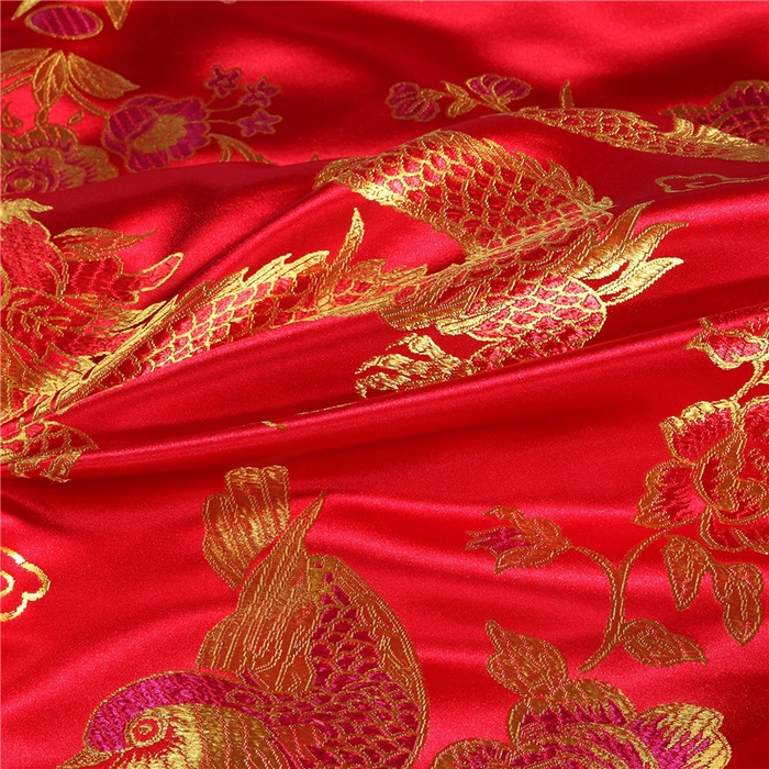 91家纺网 家纺一手货源 找家纺 浩情国际婚庆供货中心 2026新品婚庆结婚绸缎面全棉老粗布经典款被套被单龙凤呈祥百子图大红绿长期供货 龙凤呈祥-绸缎被套 -大红