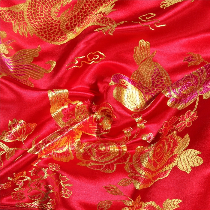 91家纺网 家纺一手货源 找家纺 浩情国际婚庆供货中心 2026新品婚庆结婚绸缎面全棉老粗布经典款被套被单龙凤呈祥百子图大红绿长期供货 龙凤呈祥-绸缎被套 -大红