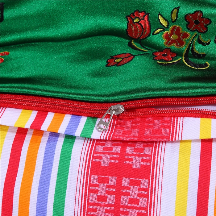 91家纺网 家纺一手货源 找家纺 浩情国际婚庆供货中心 2026新品婚庆结婚绸缎面全棉老粗布经典款被套被单龙凤呈祥百子图大红绿长期供货 花开富贵-绸缎被套 深绿色