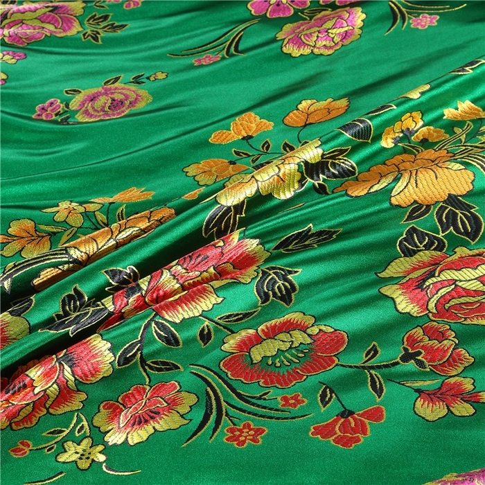 91家纺网 家纺一手货源 找家纺 浩情国际婚庆供货中心 2026新品婚庆结婚绸缎面全棉老粗布经典款被套被单龙凤呈祥百子图大红绿长期供货 花开富贵-绸缎被套 深绿色