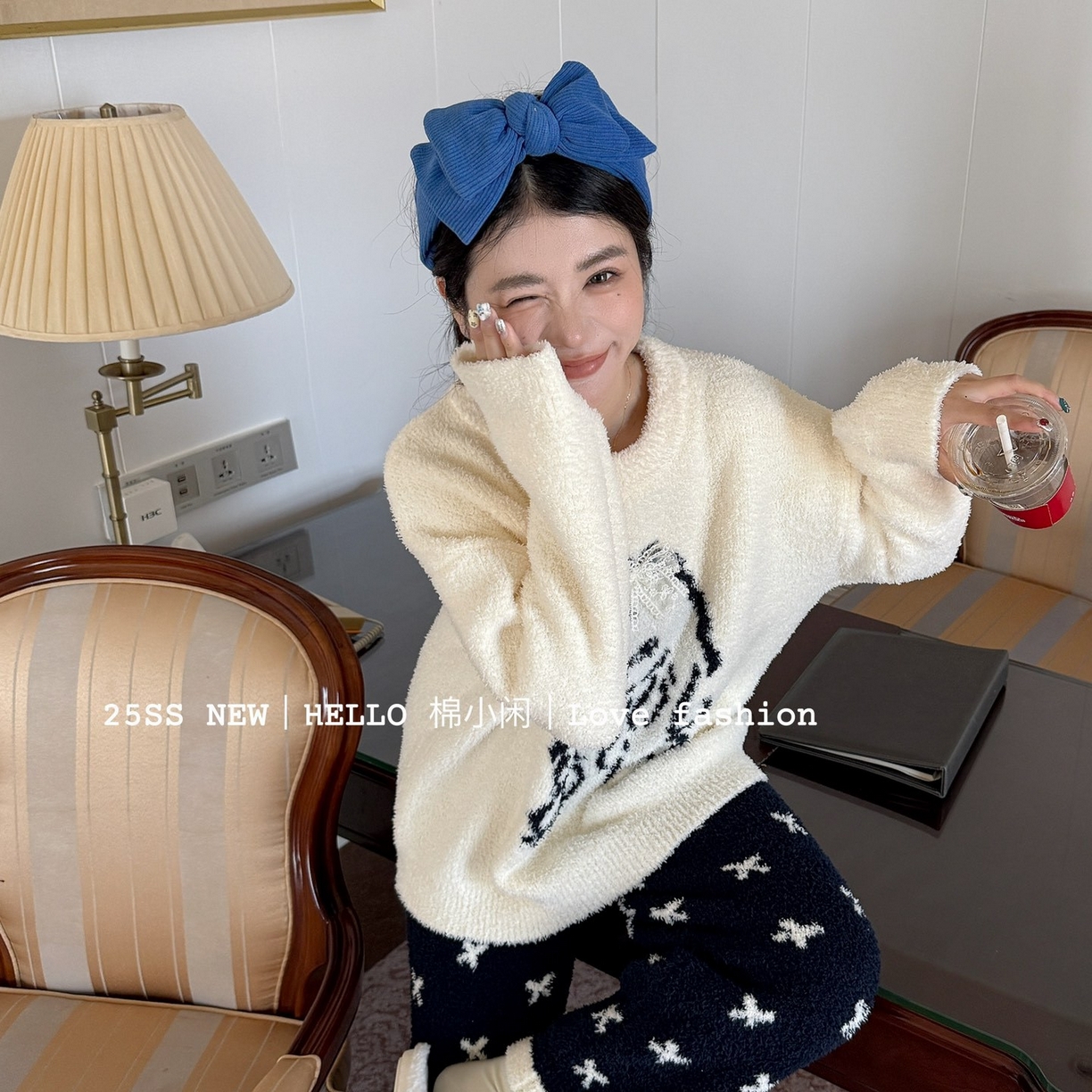 91家纺网 家纺一手货源 找家纺 （总）妍景家居生活馆 2025新款半边绒蝴蝶结狗狗白睡衣