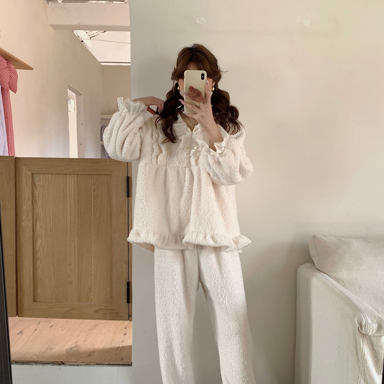 91家纺网 家纺一手货源 找家纺 妍景家居生活馆 2025新款韩系蕾丝花边甜美套装 白色