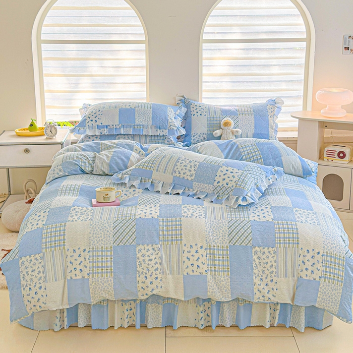 91家纺网 家纺一手货源 找家纺 （总）雨田家纺 2025新款夹棉蕾丝床裙四件套