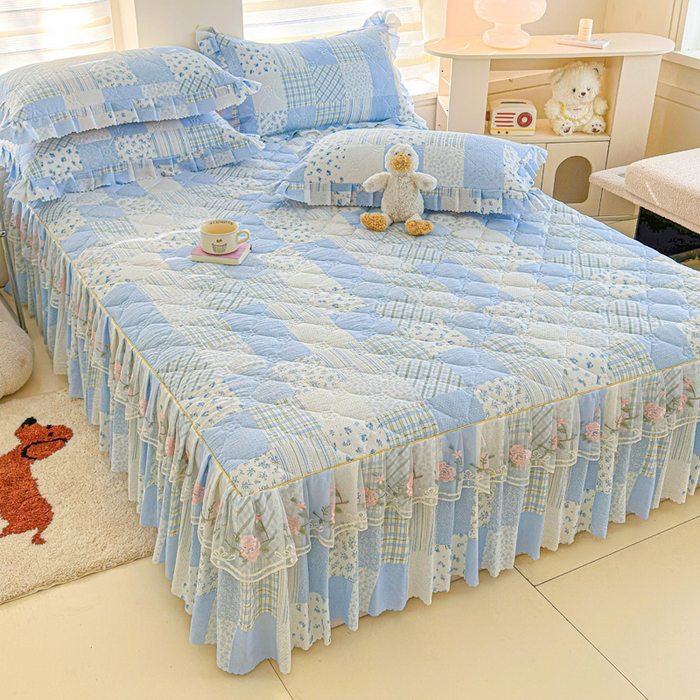 91家纺网 家纺一手货源 找家纺 （总）雨田家纺 2025新款夹棉蕾丝床裙四件套