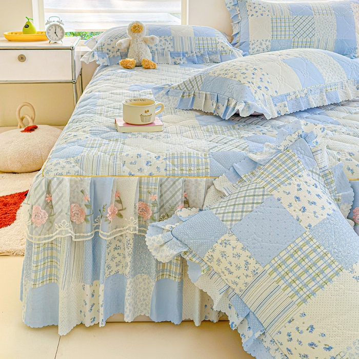 91家纺网 家纺一手货源 找家纺 （总）雨田家纺 2025新款夹棉蕾丝床裙四件套