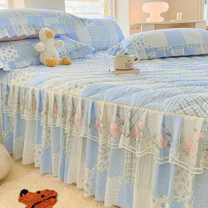 91家纺网 家纺一手货源 找家纺 （总）雨田家纺 2025新款夹棉蕾丝床裙四件套