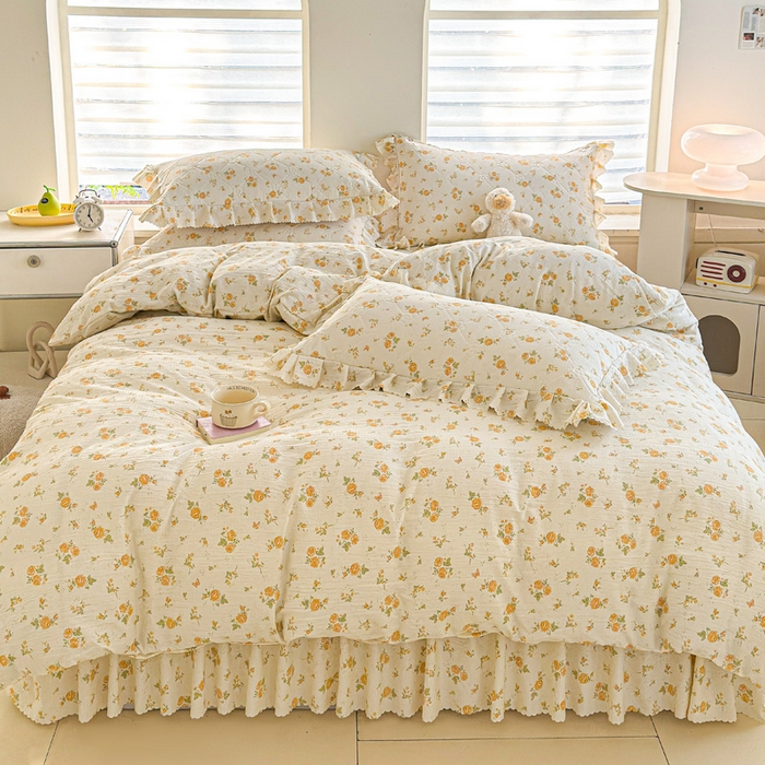 91家纺网 家纺一手货源 找家纺 雨田家纺 2025新款夹棉蕾丝床裙四件套 半岛花园