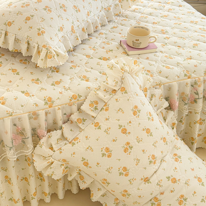 91家纺网 家纺一手货源 找家纺 雨田家纺 2025新款夹棉蕾丝床裙四件套 半岛花园