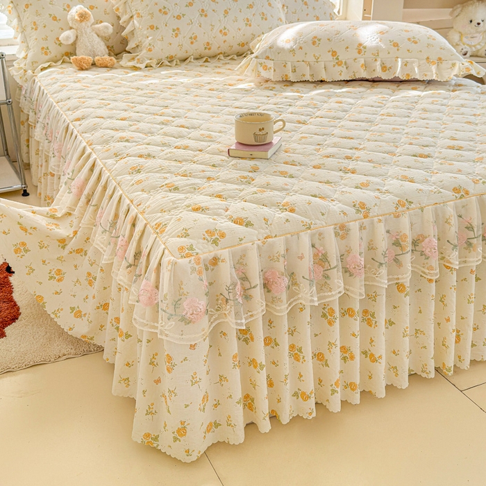 91家纺网 家纺一手货源 找家纺 雨田家纺 2025新款夹棉蕾丝床裙四件套 半岛花园