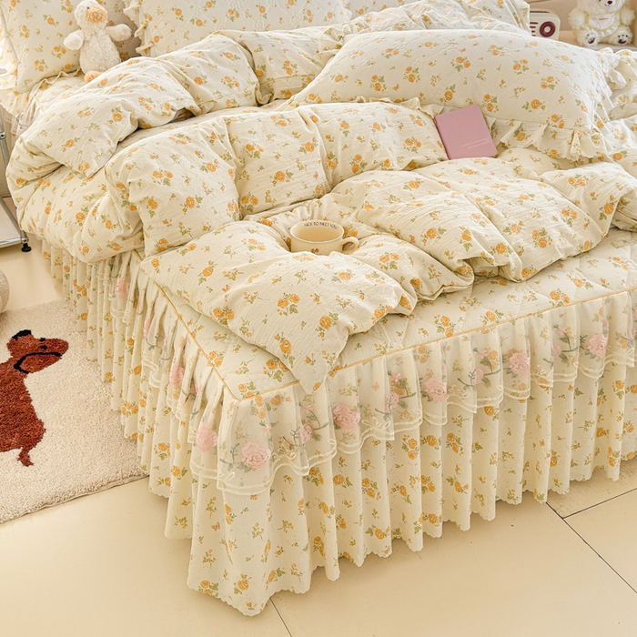 91家纺网 家纺一手货源 找家纺 （总）雨田家纺 2025新款夹棉蕾丝床裙四件套