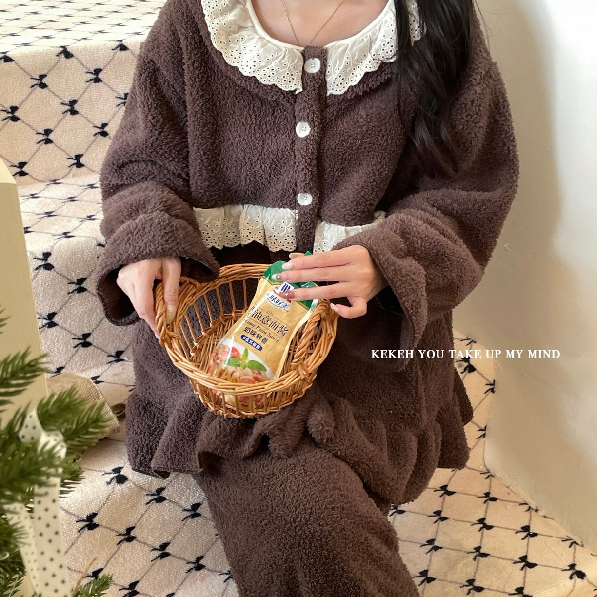 91家纺网 家纺一手货源 找家纺 （总）妍景家居生活馆 2025新款韩系圆领小蕾丝套装