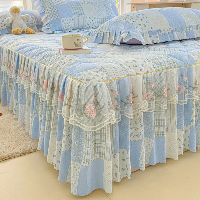 91家纺网 家纺一手货源 找家纺 （总）雨田家纺 2025新款夹棉蕾丝单床裙床裙单件