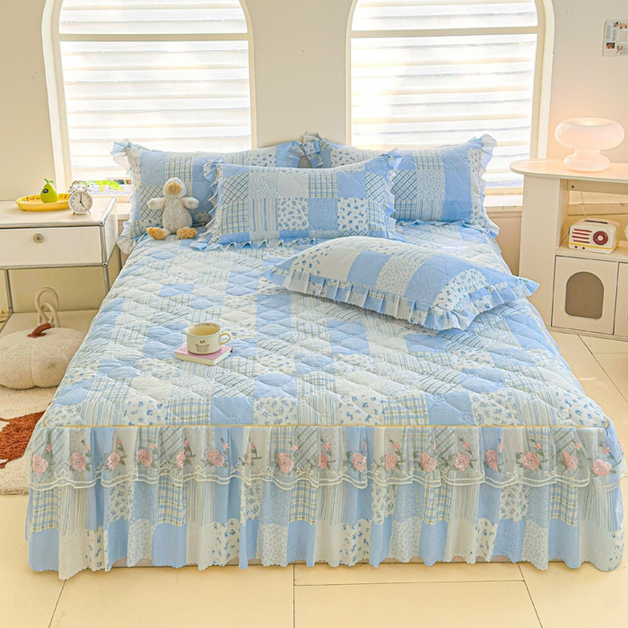 91家纺网 家纺一手货源 找家纺 （总）雨田家纺 2025新款夹棉蕾丝单床裙床裙单件