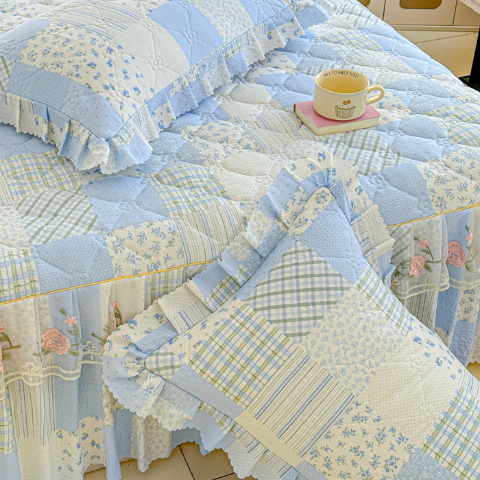 91家纺网 家纺一手货源 找家纺 （总）雨田家纺 2025新款夹棉蕾丝单床裙床裙单件