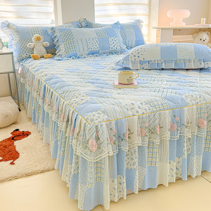 91家纺网 家纺一手货源 找家纺 （总）雨田家纺 2025新款夹棉蕾丝单床裙床裙单件