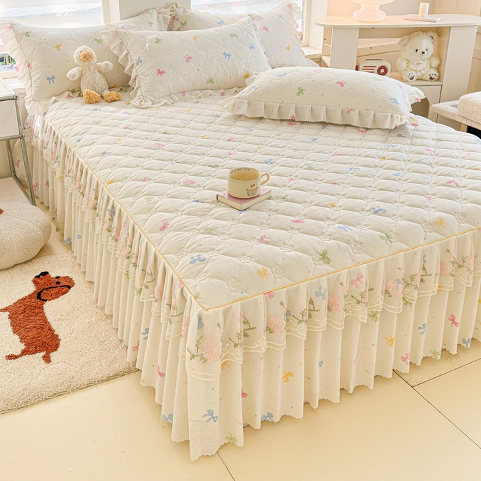 91家纺网 家纺一手货源 找家纺 （总）雨田家纺 2025新款夹棉蕾丝单床裙床裙单件