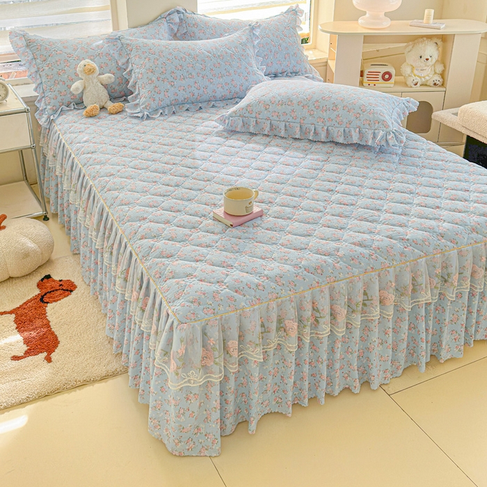 91家纺网 家纺一手货源 找家纺 （总）雨田家纺 2025新款夹棉蕾丝单床裙床裙单件