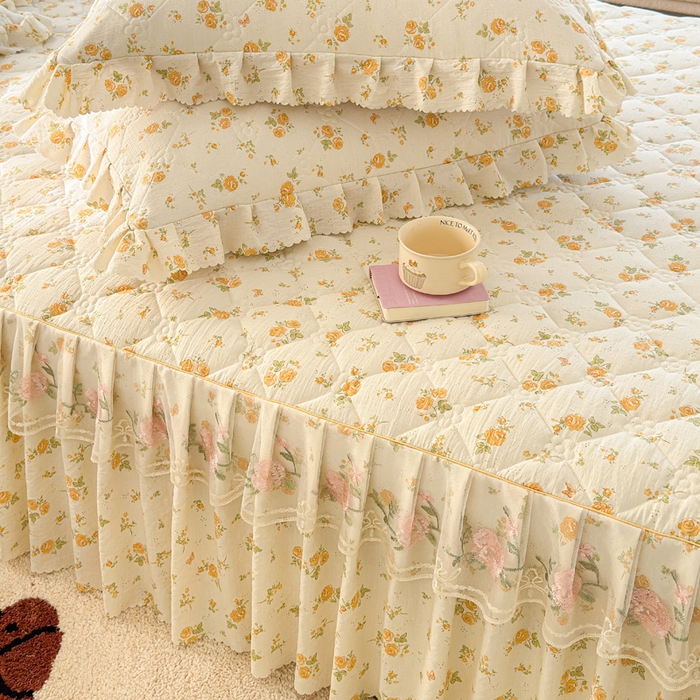 91家纺网 家纺一手货源 找家纺 雨田家纺 2025新款夹棉蕾丝单床裙床裙单件 半岛花园