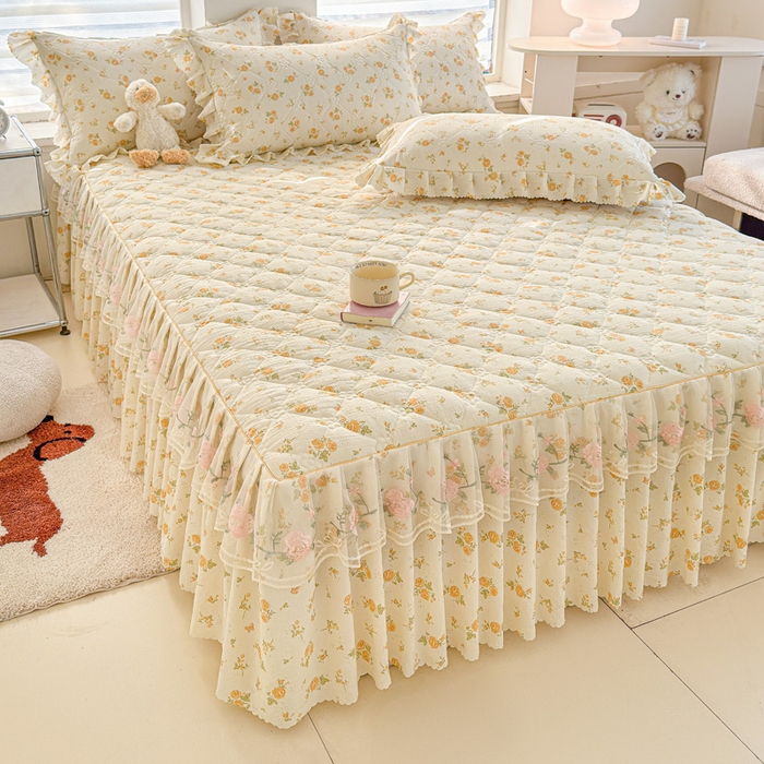 91家纺网 家纺一手货源 找家纺 （总）雨田家纺 2025新款夹棉蕾丝单床裙床裙单件