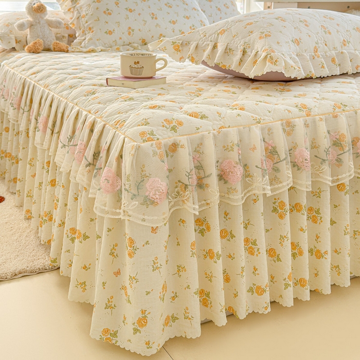 91家纺网 家纺一手货源 找家纺 雨田家纺 2025新款夹棉蕾丝单床裙床裙单件 半岛花园