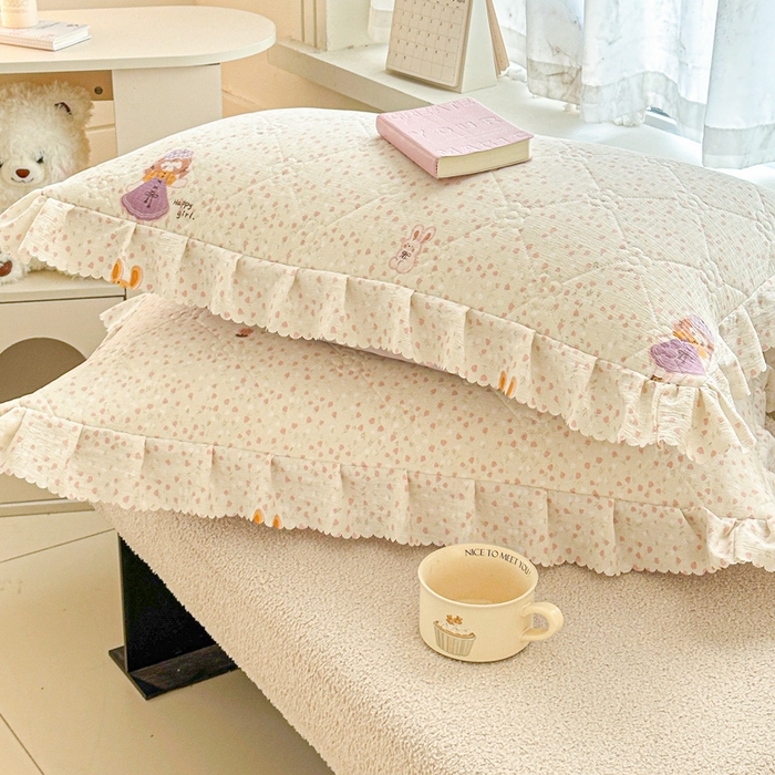 91家纺网 家纺一手货源 找家纺 雨田家纺 2025新款夹棉蕾丝单床裙床裙单件 可爱女孩