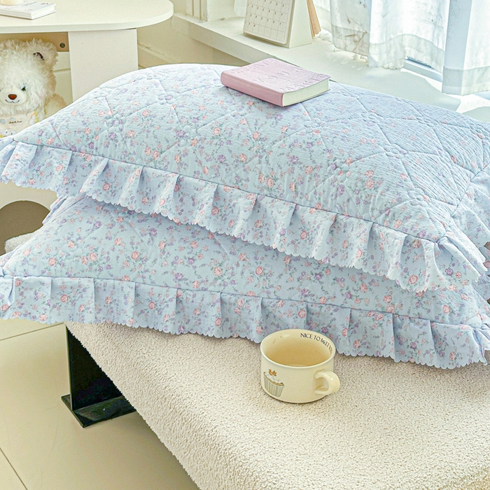 91家纺网 家纺一手货源 找家纺 雨田家纺 2025新款夹棉蕾丝单床裙床裙单件 淡紫树叶