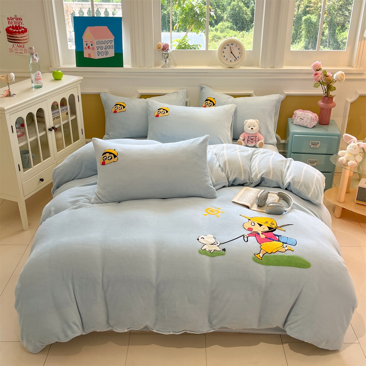 91家纺网 家纺一手货源 找家纺 （总）女子家纺 2025新款A类卡通牛奶绒毛巾绣四件套