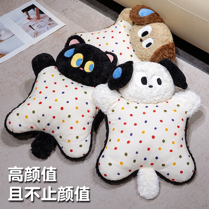 91家纺网 家纺一手货源 找家纺 仟亿莱 2025新款大眼仔刷花捏捏豆袋抱枕 组合图仅供展示不可下单