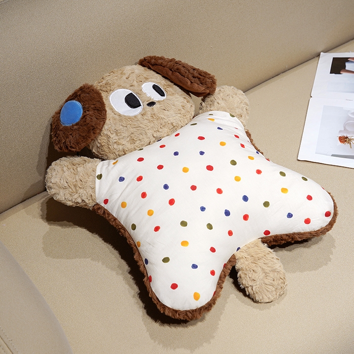 仟亿莱 2025新款大眼仔刷花捏捏豆袋抱枕 咖啡狗捏捏