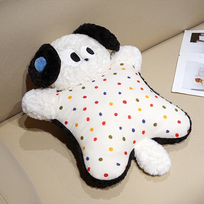 仟亿莱 2025新款大眼仔刷花捏捏豆袋抱枕 小白狗捏捏