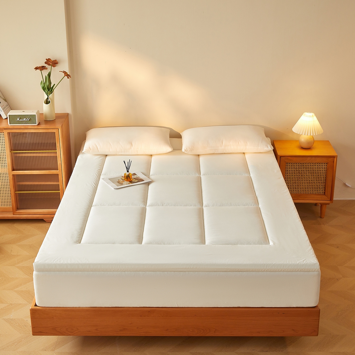 91家纺网 家纺一手货源 找家纺 芊梵床垫 2025新款高克重新疆棉花床垫床褥子 白色