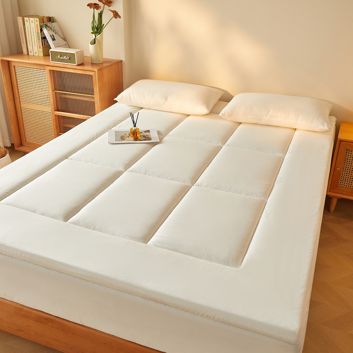 91家纺网 家纺一手货源 找家纺 芊梵床垫 2025新款高克重新疆棉花床垫床褥子 白色