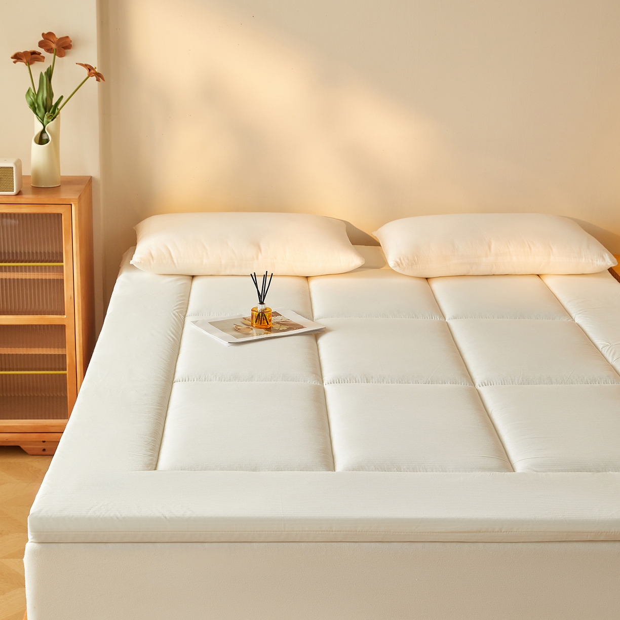 91家纺网 家纺一手货源 找家纺 芊梵床垫 2025新款高克重新疆棉花床垫床褥子 白色