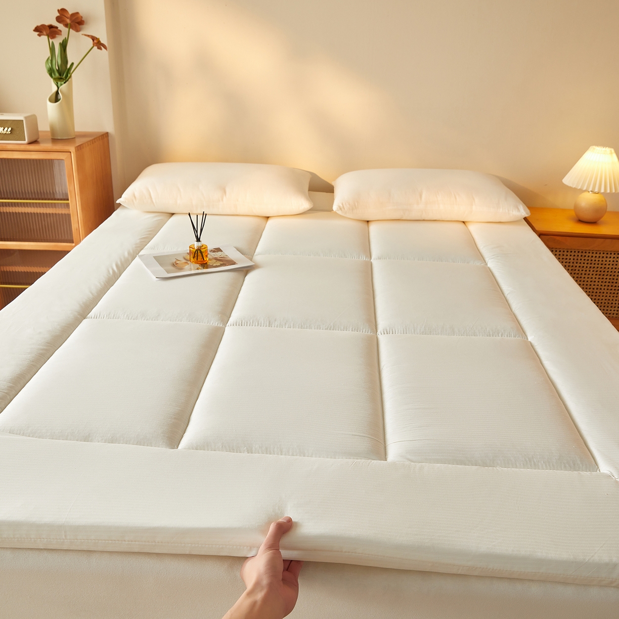 91家纺网 家纺一手货源 找家纺 芊梵床垫 2025新款高克重新疆棉花床垫床褥子 白色