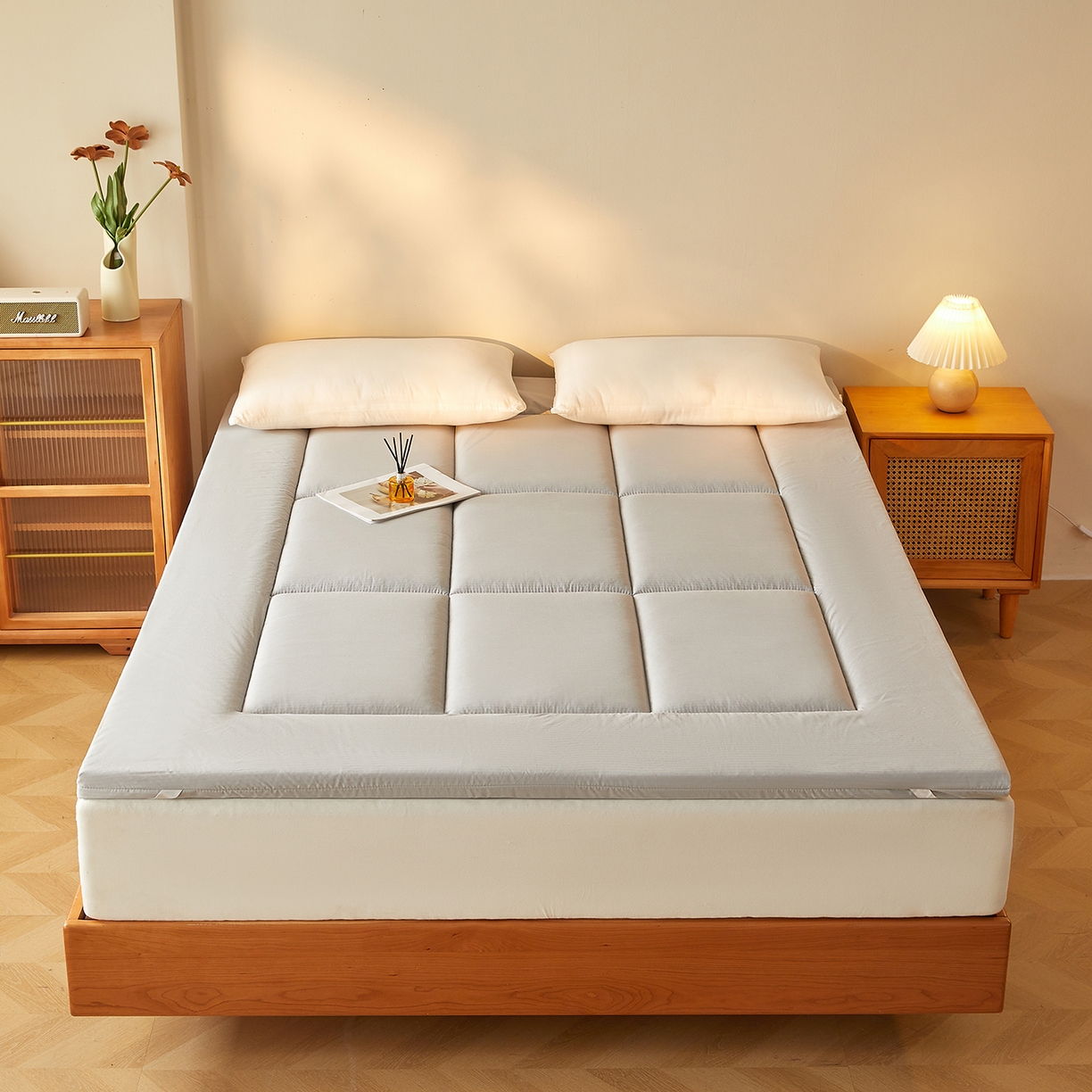 91家纺网 家纺一手货源 找家纺 芊梵床垫 2025新款高克重新疆棉花床垫床褥子 灰色