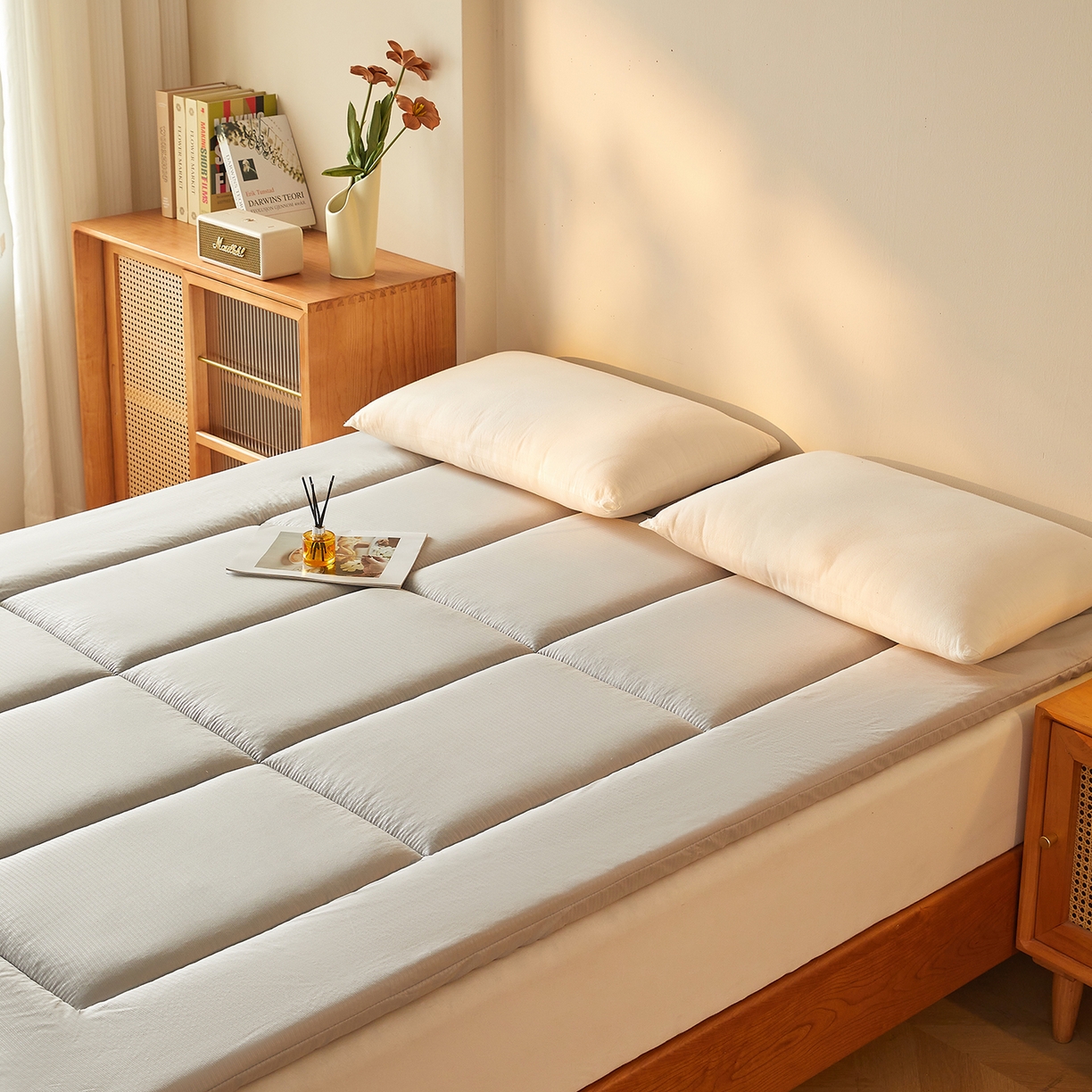 91家纺网 家纺一手货源 找家纺 芊梵床垫 2025新款高克重新疆棉花床垫床褥子 灰色