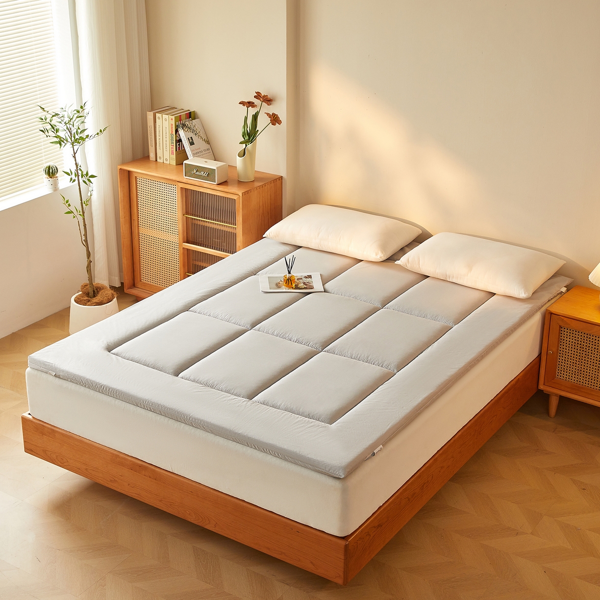 91家纺网 家纺一手货源 找家纺 芊梵床垫 2025新款高克重新疆棉花床垫床褥子 灰色