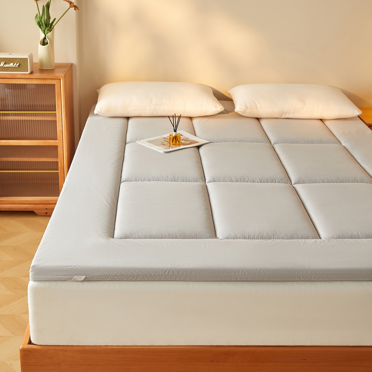 91家纺网 家纺一手货源 找家纺 芊梵床垫 2025新款高克重新疆棉花床垫床褥子 灰色