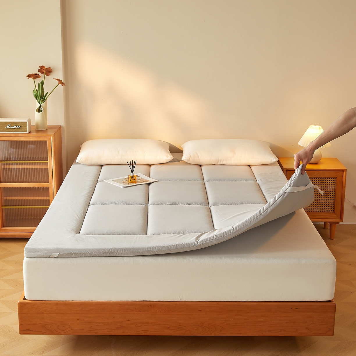 91家纺网 家纺一手货源 找家纺 芊梵床垫 2025新款高克重新疆棉花床垫床褥子 灰色