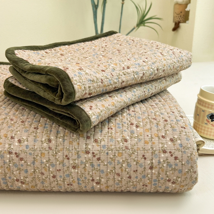 91家纺网 家纺一手货源 找家纺 （总）床盖工厂店 2025新款全棉纯棉纱布加宝宝绒填充棉花床盖三件套