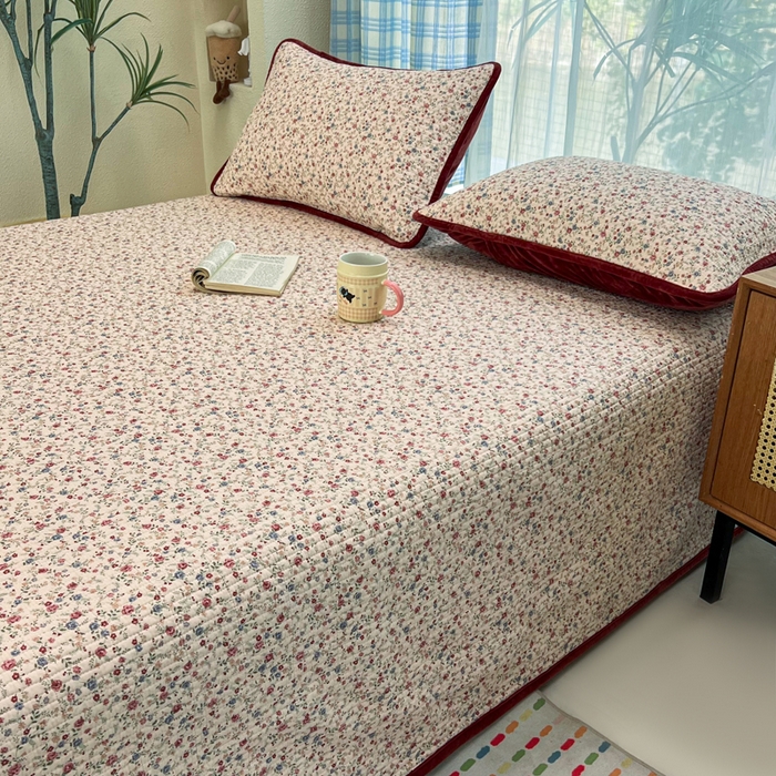 91家纺网 家纺一手货源 找家纺 床盖工厂店 2025新款全棉纯棉纱布加宝宝绒填充棉花床盖三件套 粉卡-玲米